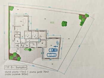 Návrh RD- bungalov - Prodej pozemku 941 m², Nová Ves pod Pleší
