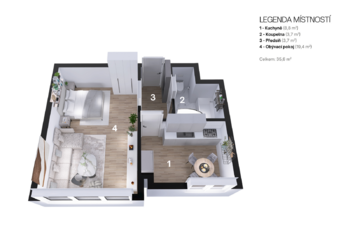 Prodej bytu 1+1 v osobním vlastnictví 36 m², Praha 8 - Troja