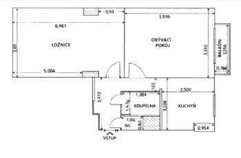 půdorys - Prodej bytu 2+1 v osobním vlastnictví 52 m², Praha 9 - Letňany