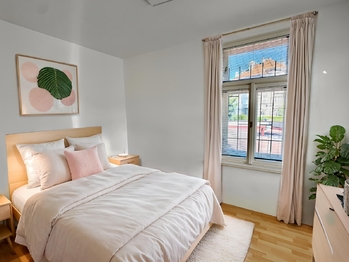Vizualizace ložnice - Prodej bytu 2+kk v osobním vlastnictví 43 m², Praha 8 - Libeň