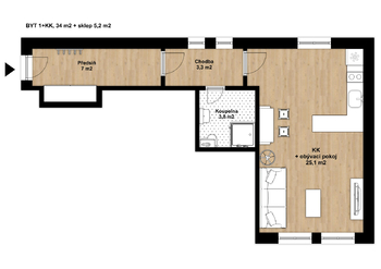 Pronájem bytu 1+kk v osobním vlastnictví 34 m², Tábor