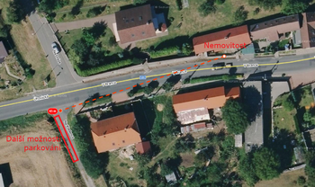 Vzdálenost možnosti parkování od domu - parkování zdarma - Pronájem domu 164 m², Drahelčice