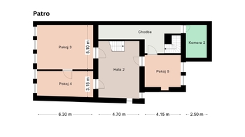 půdorys 1. patra - Prodej kancelářských prostor 193 m², Hořovice
