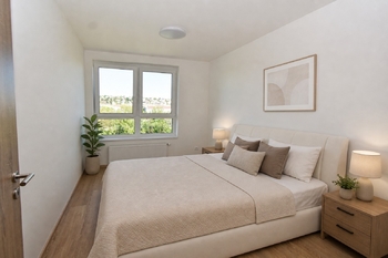 Vizualizace ložnice.  - Pronájem bytu 2+kk v osobním vlastnictví 50 m², Praha 9 - Vysočany