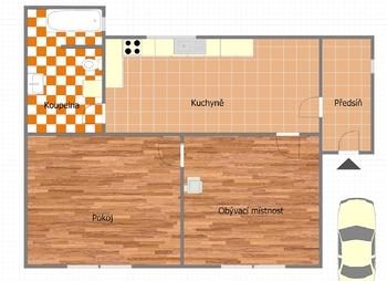 Půdorys 1NP - Prodej domu 83 m², Zeleneč