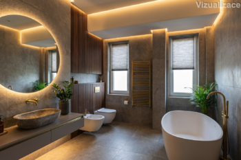 Koupelna vizualizace - Prodej domu 221 m², Praha 6 - Řepy