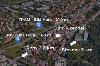 Letecký pohled na lokalitu - Prodej domu 221 m², Praha 6 - Řepy