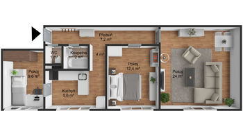 Prodej bytu 3+1 v osobním vlastnictví 64 m², Aš