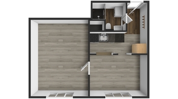 půdorys - Pronájem bytu 2+kk v osobním vlastnictví 35 m², Kaznějov