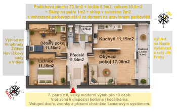 Prodej bytu 3+kk v osobním vlastnictví 74 m², Praha 4 - Nusle