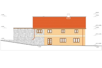 Pohled na stavbu z dokumentace k rekonstrukci - Prodej zemědělského objektu 236 m², Vilémov