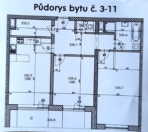 půdorys bytu - 90 m2 - Prodej bytu 3+kk v osobním vlastnictví 90 m², Třešť