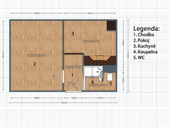 Pronájem bytu 1+1 v osobním vlastnictví 31 m², Hodonín