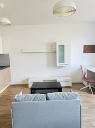 Obývací prostor - Pronájem bytu 1+kk v osobním vlastnictví 34 m², Praha 9 - Letňany