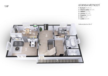 Půdorys přízemní - Prodej chaty / chalupy 97 m², Semily