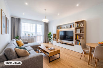 Vizualizace obývacího pokoje - Prodej bytu 3+1 v osobním vlastnictví 70 m², Most