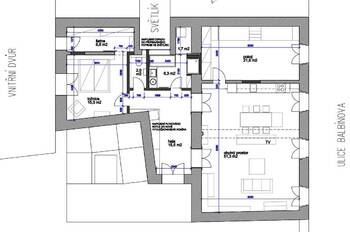 Půdorys bytu - Pronájem bytu 3+kk v osobním vlastnictví 119 m², Praha 2 - Vinohrady