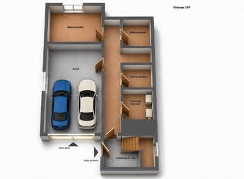 1PP: 3D půdorys - Prodej domu 285 m², Poděbrady