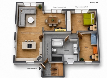 1NP: 3D půdorys - Prodej domu 285 m², Poděbrady