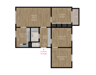 Byt 4+1 v Blatné – půdorys - Prodej bytu 4+1 v osobním vlastnictví 74 m², Blatná