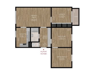 Byt 4+1 v Blatné – půdorys - Prodej bytu 4+1 v osobním vlastnictví 74 m², Blatná