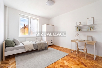 Vizualizace pokoje u kuchyně - Prodej bytu 3+1 v osobním vlastnictví 62 m², Jihlava