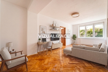 Vizualizace obývacího pokoje - Prodej bytu 3+1 v osobním vlastnictví 62 m², Jihlava