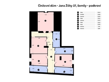 půdorys 2. patra (podkroví) - Prodej domu 416 m², Semily