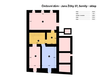 půdorys sklepu - Prodej domu 416 m², Semily