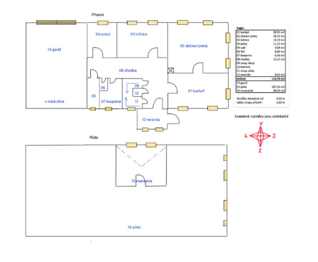 Půdorys Prachomety - Prodej domu 110 m², Toužim