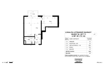 Prodej bytu 2+kk v osobním vlastnictví 54 m², Praha 9 - Letňany