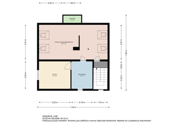 Půdorys 2.NP - Prodej domu 135 m², Praha 9 - Dolní Počernice