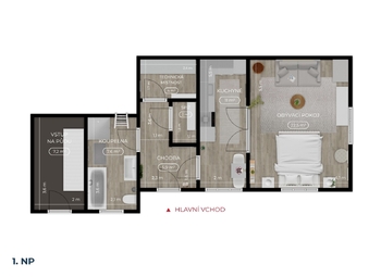 Chalupa Kasejovice – půdorys - Prodej chaty / chalupy 53 m², Kasejovice