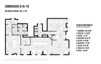 Půdorys - Pronájem restaurace 185 m², Praha 5 - Smíchov