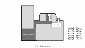 1. podzemní podlaží - Prodej restaurace 890 m², Kuřim