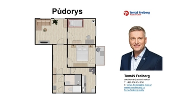 Půdorys - Pronájem bytu 3+1 v osobním vlastnictví 67 m², Písek