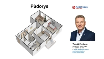 Půdorys - Pronájem bytu 3+1 v osobním vlastnictví 67 m², Písek
