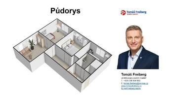 Půdorys - Pronájem bytu 3+1 v osobním vlastnictví 67 m², Písek
