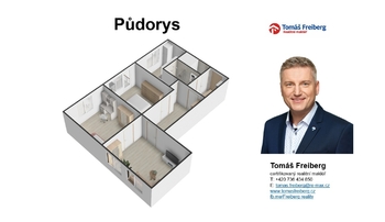 Půdorys - Pronájem bytu 3+1 v osobním vlastnictví 67 m², Písek