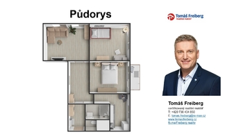 Půdorys - Pronájem bytu 3+1 v osobním vlastnictví 67 m², Písek