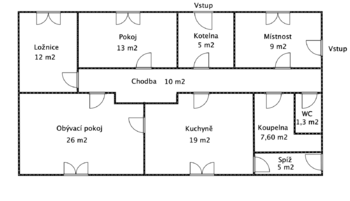 Půdorys dům - Prodej domu 313 m², Dolní Újezd