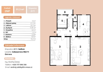 Prodej bytu 2+1 v osobním vlastnictví 76 m², Ostrava