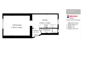 Prodej bytu 1+1 v osobním vlastnictví 34 m², Karlovy Vary
