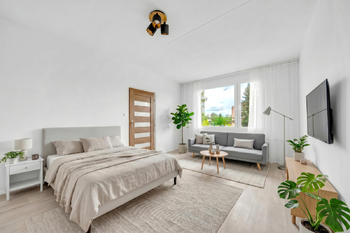 Pokoj vizualizace - Prodej bytu 1+1 v osobním vlastnictví 36 m², Hostinné