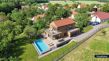 Vizualizace domu na pozemku - Prodej pozemku 4194 m², Třebonín