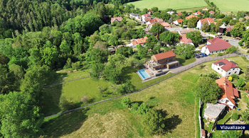 Vizualizace domu na pozemku - Prodej pozemku 4194 m², Třebonín