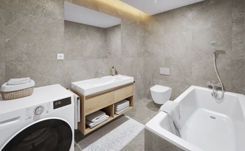 Vizualizace koupelny s WC - Prodej bytu 3+kk v osobním vlastnictví 73 m², Brno
