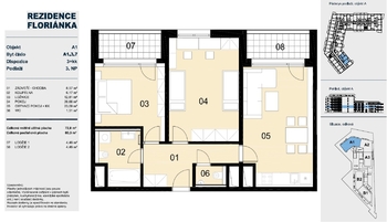 Půdorys bytu 3 +kk - Prodej bytu 3+kk v osobním vlastnictví 73 m², Brno