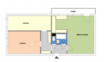 Půdorys bytu - Pronájem bytu 3+kk v osobním vlastnictví 67 m², Praha 10 - Strašnice