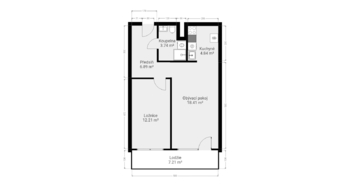 Půdorys - Pronájem bytu 2+kk v osobním vlastnictví 48 m², Praha 4 - Chodov